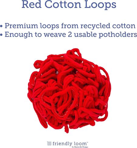Friendly Loom | 7" Traditional-Sized Red Potholder Weaving Loops | Craft 2 Cotton Potholders in Kuwait