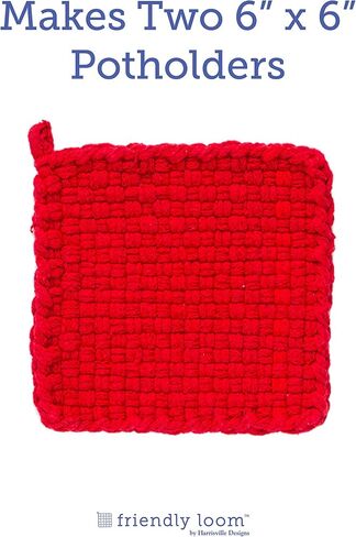 Friendly Loom | 7" Traditional-Sized Red Potholder Weaving Loops | Craft 2 Cotton Potholders in Kuwait