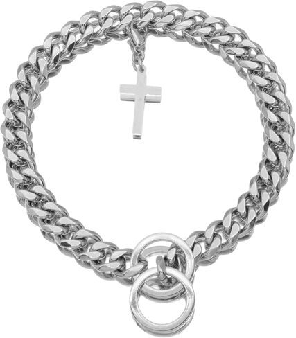 Bully Dog Collar Choker Strong Curb Link Dog Slip Chain Dog Collar,Training Collar for Daily,Jesus Cross Pendant Chain Necklace for Small Medium Large Dog in Kuwait