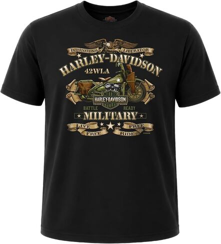 Harley-Davidson Military - Men's Graphic Short Sleeve Crew Neck T-Shirt - Overseas Tour | War Bike in Kuwait