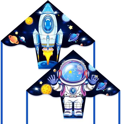 2 Pack Rocket Astronaut Kite Set for Kids Age 4-8, Easy to Fly Delta Kites in Saudi Arabia