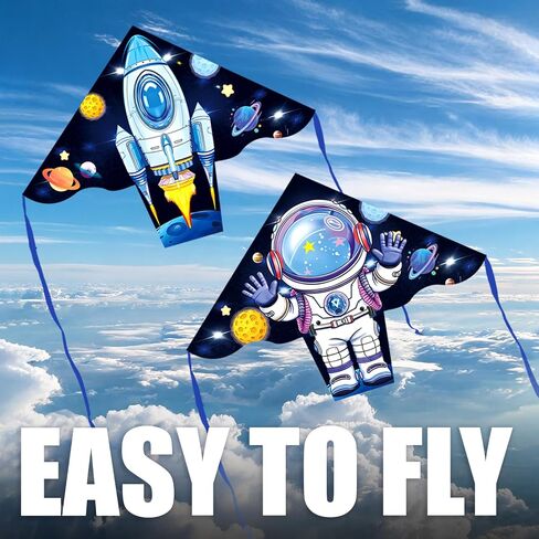 2 Pack Rocket Astronaut Kite Set for Kids Age 4-8, Easy to Fly Delta Kites in Saudi Arabia