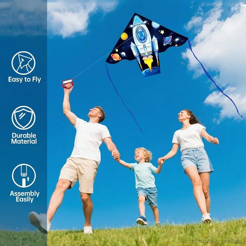 2 Pack Rocket Astronaut Kite Set for Kids Age 4-8, Easy to Fly Delta Kites in Saudi Arabia