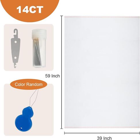 Eunice Cross Stitch Aida Fabric for Home DIY (White, 14CT 59 X 39 Inch(1 PCS)) in Kuwait