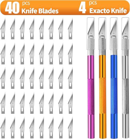 4PCS Exacto Knife, Hobby Knife Craft Knifes with 40PCS Spare Exacto Knife Blades(#11), Profession Exacto Knives Precision Knife for Crafting, Arts, Modeling, Scrapbooking, Stencil in Saudi Arabia