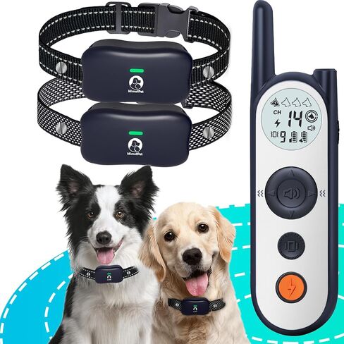 MIMOFPET Wireless Dog Fence for 2 Dogs - Covers up to 856-Acre Electric Fence,185 Days Standby Time Training Collar,Pet Containment System with 3 Training Mode,Flash Light and Waterproof in Kuwait