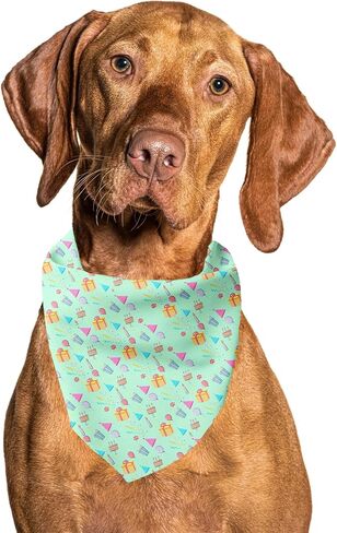 Birthday Dog Bandana–Cooling Material-Premium Quality Bandanas for Dogs-Fancy Bandanas-Cute Dog Bandanas in Two Sizes-Dog Bandana for All Breeds (Birthday, Small (13.75" x 13.75" x 19")) in Kuwait