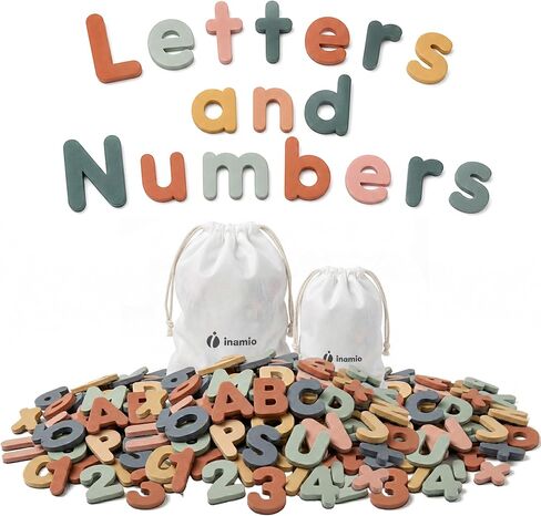 inamio Pastel Foam Magnetic Letters and Numbers for Toddlers – 124+ Pieces in Kuwait