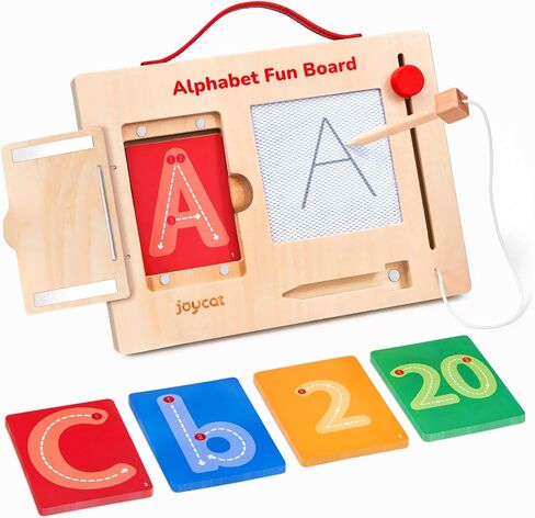 JoyCat Wooden Letter Tracing Board, Magnetic ABC & Numbers, 36 Cards in Kuwait