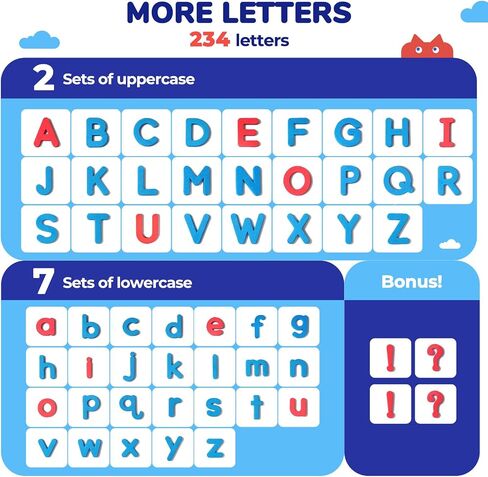 JoyCat Magnetic Letters Kit 238PCS, Double-Sided Magnet Board, Fridge ABC in Kuwait