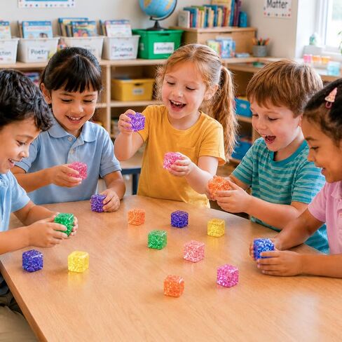 12Pcs Glitter Ice Stress Cube - Slow Rising Stress Balls Sensory Fidget Toy in Saudi Arabia