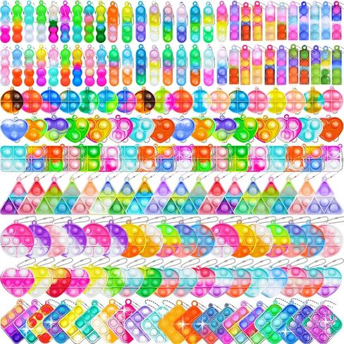Pop Fidget Keychain Pop Bracelets,10 Kinds Mini Fidget Toys Bulk Party Favors for Kids,Bubble Sensory Stocking Stuffers Push Pops Bulk Toys Its Small Prizes for Kids Classroom Birthday Bubble Poppers in Saudi Arabia