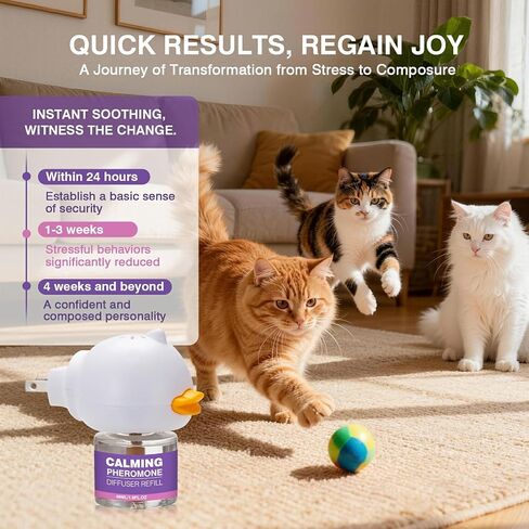 Tcllka Cat Calming Pheromone Diffuser Effectively Relieve Anxiety Stress Cat Calming Diffuser Comfort for Cats Refill Reduce Fighting Spraying and Scratching Calm Relaxing 48ml/Bottle Fits All Cats in Kuwait