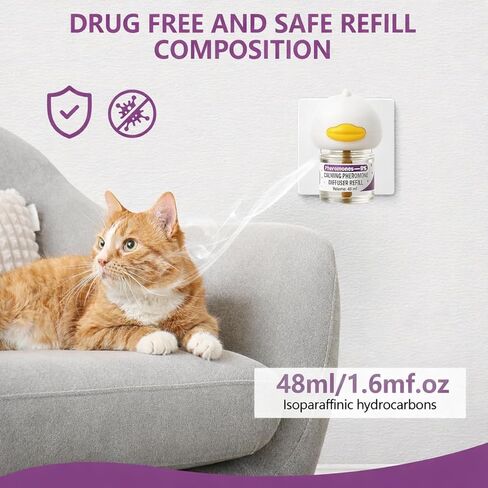 Cat Pheromones Calming Diffuser, Cat Calming Plug In Pheromone Diffuser Starter Kit with 2 Diffusers + 4 Refills - Relieve Anxiety, 120 Days Starter Kit Long-Lasting Stress Relief for Cats (Purple) in Kuwait