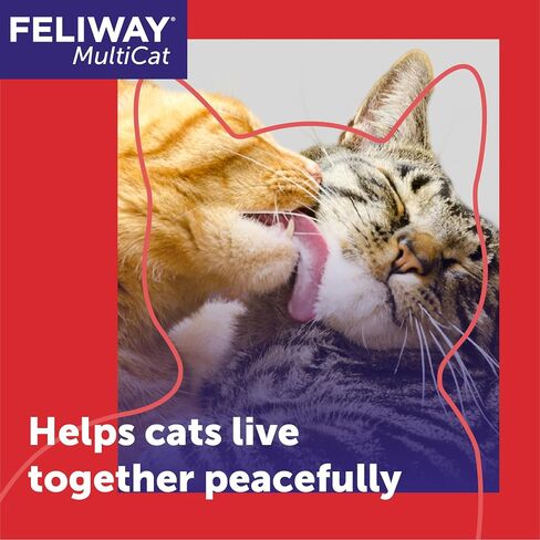FELIWAY MultiCat Cat Calming Diffuser Kit and 1 Pack Refill – Helps Reduce Fighting, Tension and Aggression Between Cats Due to Stress – 30‑Day Cat Pheromone Plug in Diffuser for Multi‑Cat Homes in Saudi Arabia