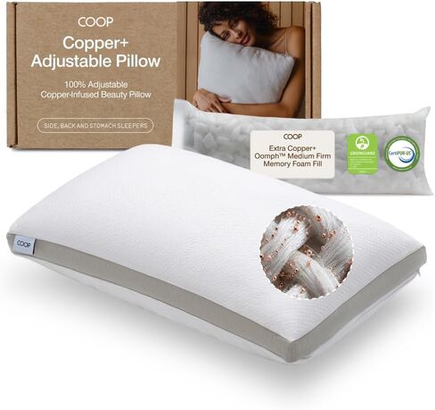 Coop Home Goods Copper+ Adjustable Pillow King, Bed Pillow for Sleeping in Saudi Arabia