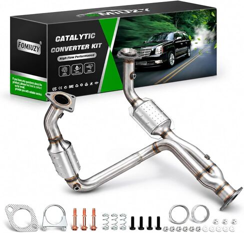 FOMIUZY High Flow Front Catalytic Converter Kit Direct-Fit Chevy Silverado GMC Sierra 1500 1999 2000 2001 2002 2003 2004 2005 2006 Avalanche Suburban Tahoe Yukon XL Cadillac Escalade 4.3L 4.8L 5.3L in Kuwait