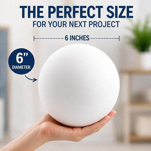 6 Inch High-Density Foam Ball for Crafts – Made in the USA- Extra Strong, Smooth Polystyrene Sphere, Durable for DIY Projects, School Models, Floral & Decorations in Kuwait
