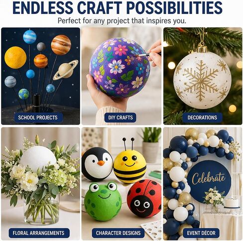 6 Inch High-Density Foam Ball for Crafts – Made in the USA- Extra Strong, Smooth Polystyrene Sphere, Durable for DIY Projects, School Models, Floral & Decorations in Kuwait
