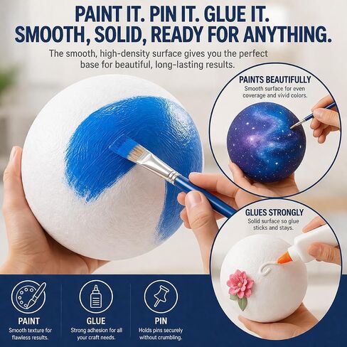 6 Inch High-Density Foam Ball for Crafts – Made in the USA- Extra Strong, Smooth Polystyrene Sphere, Durable for DIY Projects, School Models, Floral & Decorations in Kuwait
