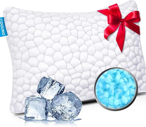 SUPA MODERN Cooling Pillow Queen Size Set of 2, CertiPUR-US Shredded Memory Foam Pillows for Sleeping, Cool Bed Pillows for Hot Sleepers, Adjustable Firm Pillow for Side,Back,Stomach Sleepers in Saudi Arabia