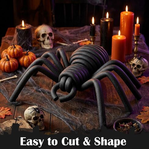 moonoom 50ft Black Halloween Foam Noodle, 5/8 Inch EPE Foam Tubes for Crafts, Versatile Foam Rope Roll for Halloween Holiday DIY Arts and Crafts Supplies Window Spider Web Decoration in Saudi Arabia