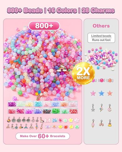 Aywewii Bracelet Making Kit, 800+PCS Beads DIY Jewelry Gift for Girls 6-12 in Saudi Arabia