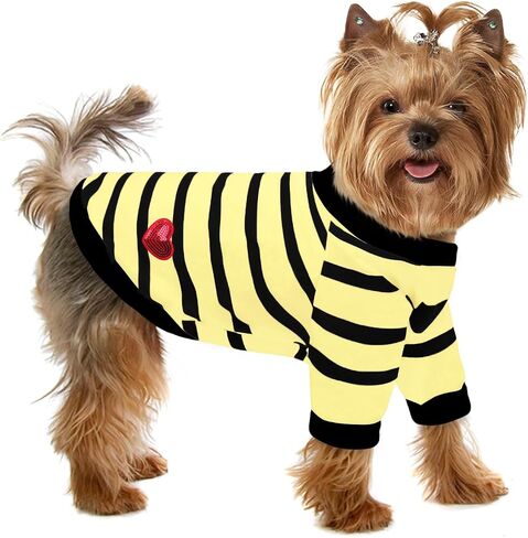 Pet Dog Striped T-Shirt Dogs Cats Cotton Vest Spring Summer Pet Apparel Tee Shirt Suitable for Small and Medium Large Pets French Bulldog Bichon in Kuwait