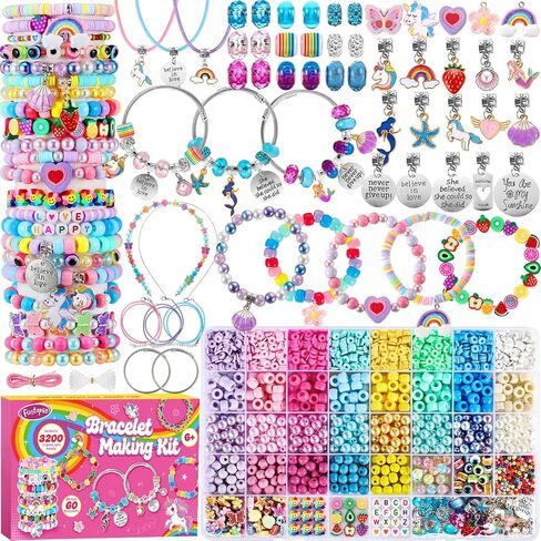 Funtopia Girls Bracelet Making Kit, 3200Pcs Charm Jewelry Making Kit in Kuwait