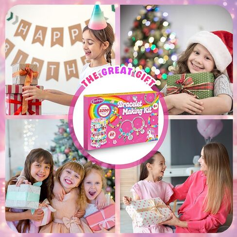 Funtopia Girls Bracelet Making Kit, 3200Pcs Charm Jewelry Making Kit in Kuwait