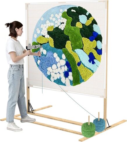 Kerty Extra Large Tufting Frame, 79" × 58" Wooden Tufting Frame for Rug Making, A Safer Tufting Cloth Stand Using Plastic U-Shaped Channels Instead of Nails in Kuwait