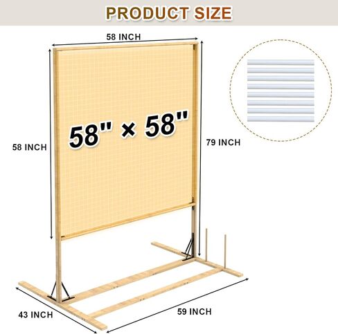 Kerty Extra Large Tufting Frame, 79" × 58" Wooden Tufting Frame for Rug Making, A Safer Tufting Cloth Stand Using Plastic U-Shaped Channels Instead of Nails in Kuwait