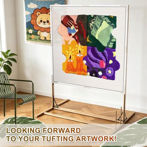 Kerty Extra Large Tufting Frame, 79" × 58" Wooden Tufting Frame for Rug Making, A Safer Tufting Cloth Stand Using Plastic U-Shaped Channels Instead of Nails in Kuwait