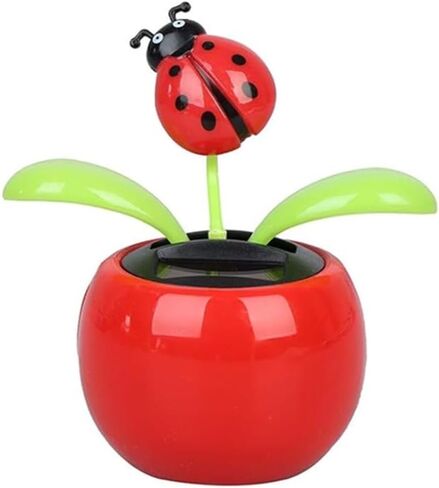 Solar Dancing Flower Automotive Ornament Swinging Animated Seven-Starred Ladybug Dancer Toy Car Dashboard Decor Suncatchers Solar Apple Blossom Bobblehead Windowsill Decoration for Car Home Decor in Kuwait