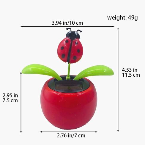 Solar Dancing Flower Automotive Ornament Swinging Animated Seven-Starred Ladybug Dancer Toy Car Dashboard Decor Suncatchers Solar Apple Blossom Bobblehead Windowsill Decoration for Car Home Decor in Kuwait