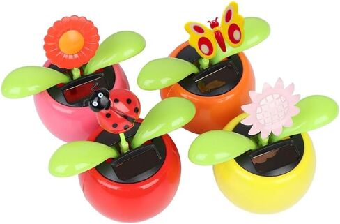 Solar Dancing Flower Automotive Ornament Swinging Animated Seven-Starred Ladybug Dancer Toy Car Dashboard Decor Suncatchers Solar Apple Blossom Bobblehead Windowsill Decoration for Car Home Decor in Kuwait