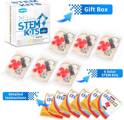 6 Set Solar Fan STEM Kits for Kids Ages 6-12, Science Kits for Classroom in Kuwait