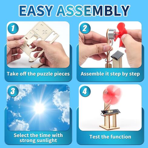 6 Set Solar Fan STEM Kits for Kids Ages 6-12, Science Kits for Classroom in Kuwait