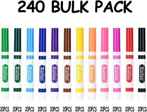 Rarlan Washable Markers Bulk for Kids, Bulk pack, 12 Colors, 240 Count in Kuwait