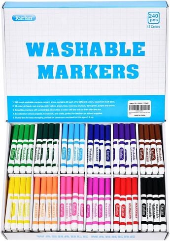 Rarlan Washable Markers Bulk for Kids, Bulk pack, 12 Colors, 240 Count in Kuwait