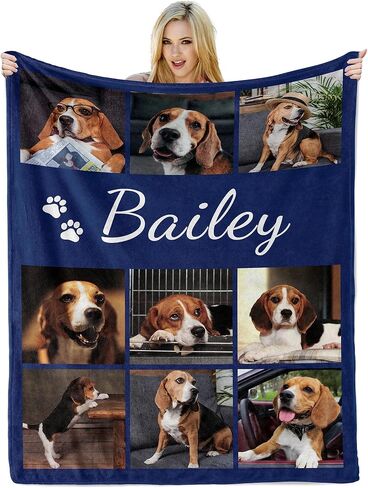 Dog Memorial Gifts for Loss of Dog, Personalized Pet Photo Blanket in Kuwait