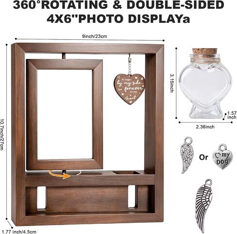 3 in 1 Dog Memorial Frame, Rotating Wood Frame with Fur Jar in Saudi Arabia