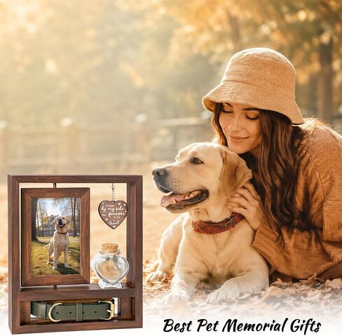 3 in 1 Dog Memorial Frame, Rotating Wood Frame with Fur Jar in Saudi Arabia