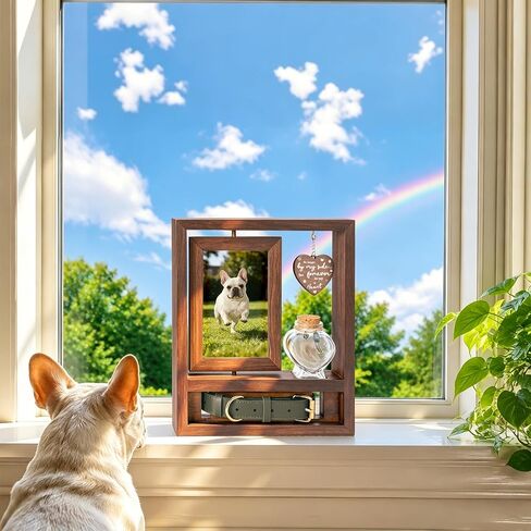 3 in 1 Dog Memorial Frame, Rotating Wood Frame with Fur Jar in Saudi Arabia