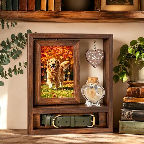 3 in 1 Dog Memorial Frame, Rotating Wood Frame with Fur Jar in Saudi Arabia