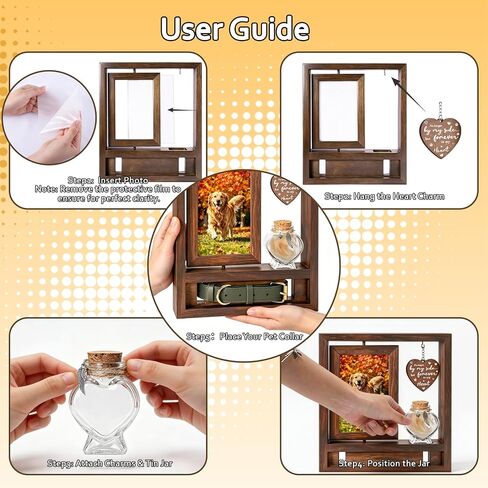 3 in 1 Dog Memorial Frame, Rotating Wood Frame with Fur Jar in Saudi Arabia