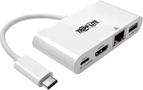 Tripp Lite USB C to HDMI Multiport Video Adapter Converter 1080p w/ USB-A Hub, USB-C PD Charging, Gigabit Ethernet Port (Gbe), Thunderbolt 3 Compatible, USB Type C, USB Type-C (U444-06N-HGU-C) in Kuwait
