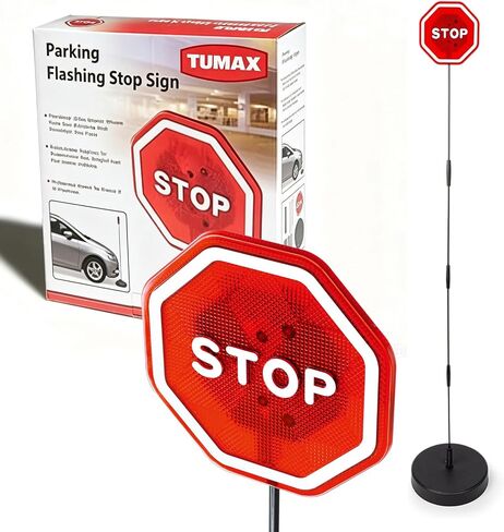 TUMAX Parking Garage Flashing Stop Sign - Stop Sign for Garage Parking, Adjustable Height Parking Assist, LED Garage Car Stop Indicator, 1-Pack in Kuwait