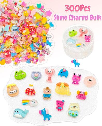 Piemow 300Pcs Slime Charms Bulk, Adult Resin DIY Craft Embellishments in Kuwait