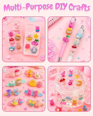 Piemow 300Pcs Slime Charms Bulk, Adult Resin DIY Craft Embellishments in Kuwait